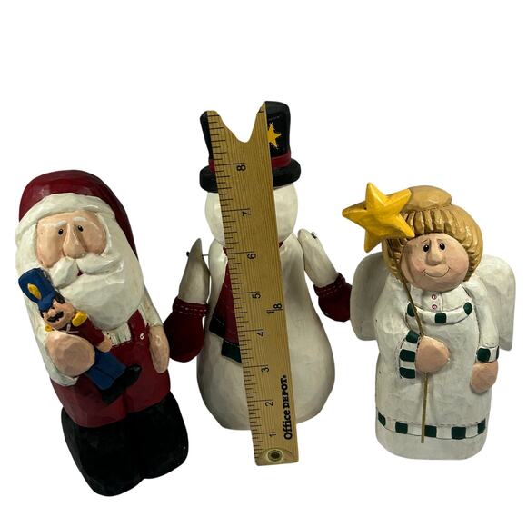 Midwest of Cannon Falls Eddie Walker Santa Angel snowman carved wood figures - Picture 11 of 11
